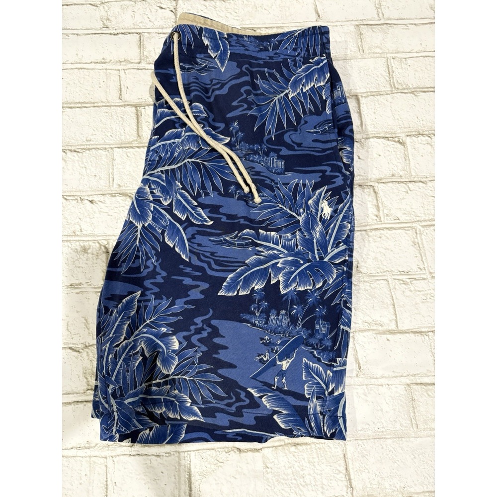 Polo Ralph Lauren XL Pull On Blue Tropical‎ Sweat Shorts
